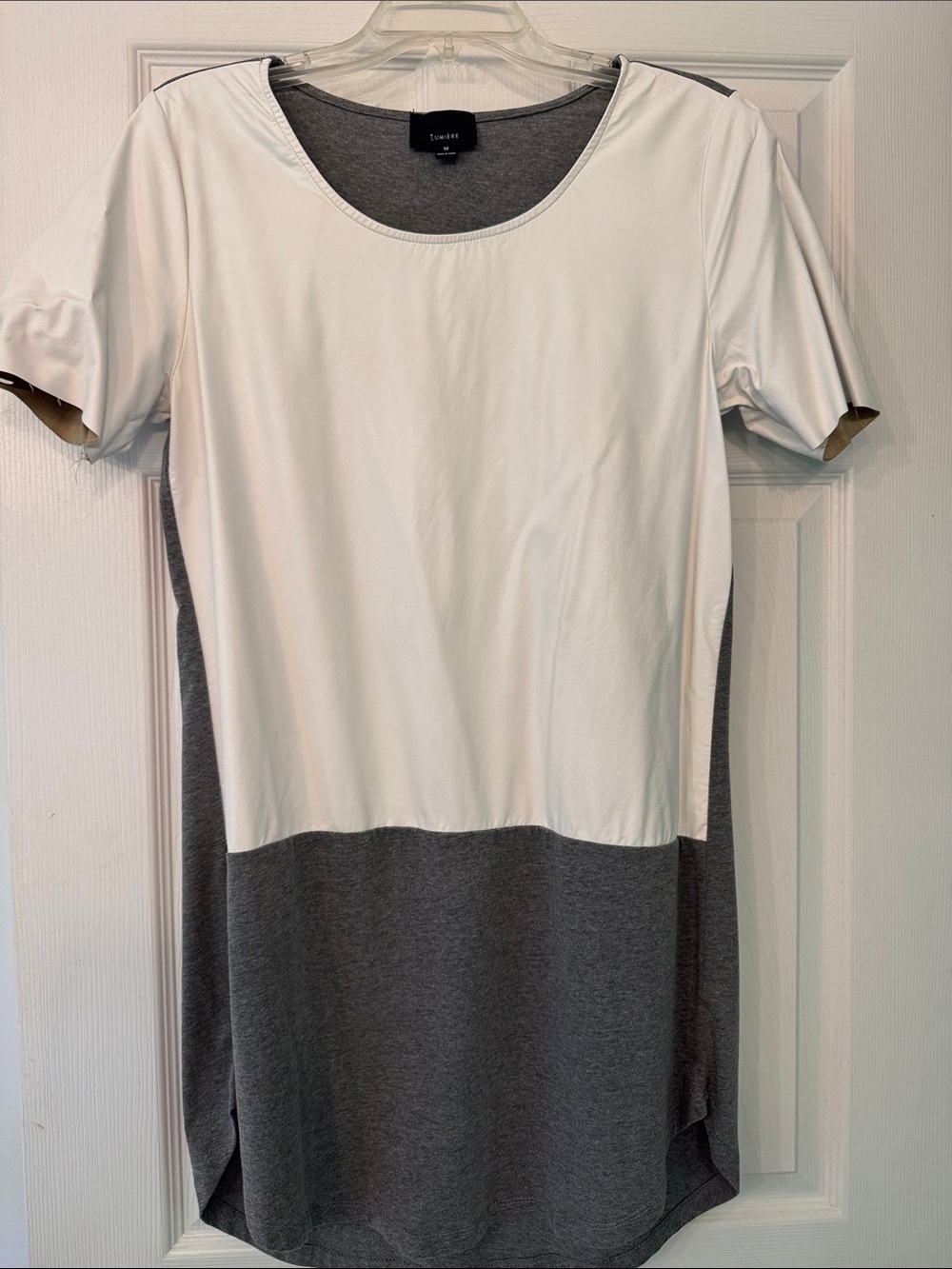 Lumiere White and Gray Two-Tone Short Sleeve Dress